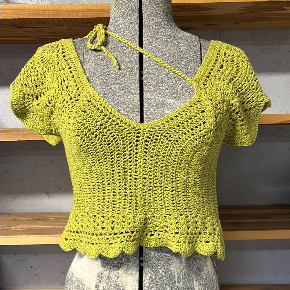 Lime Green Crochet Crop Top